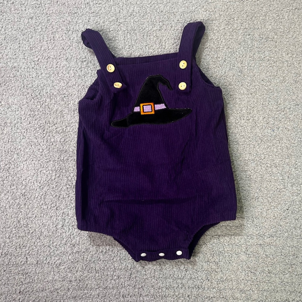 Romper Witch Hat Embroidery 2T Purple‎ Spooky Season Halloween Boho
